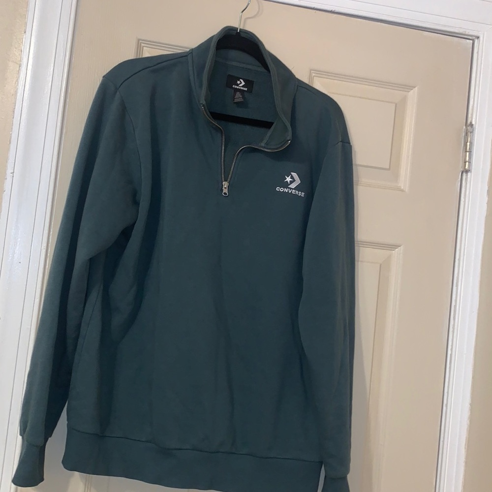 Converse size Large green quarter zip sweater